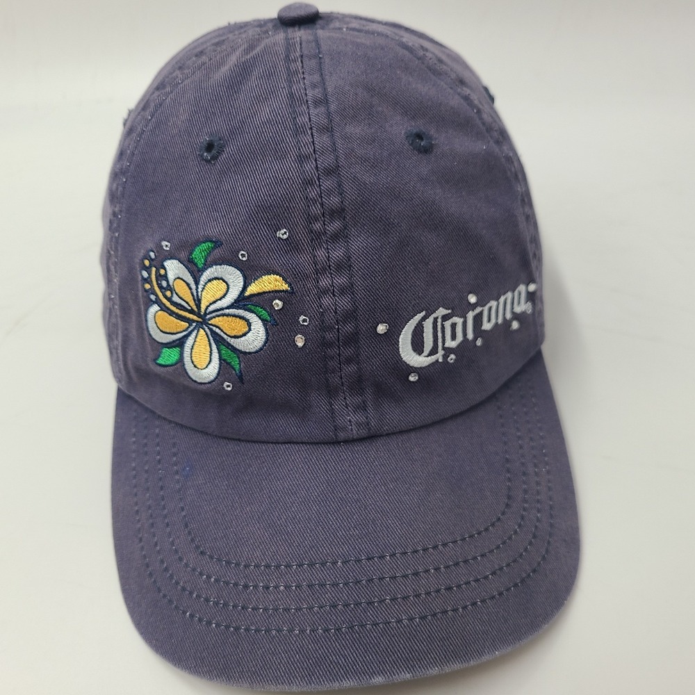 Women‎ Corona Hat Adjustable Bedazzled Blue Cerveza Mexican Beer Cotton Casual